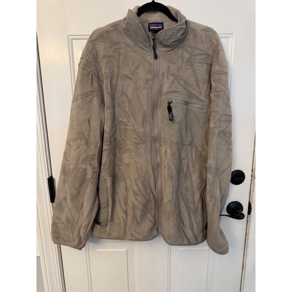 Patagonia Synchilla Full Zip Fleece Jacket Mens XXL Tan SBDY 22991 Mock Neck